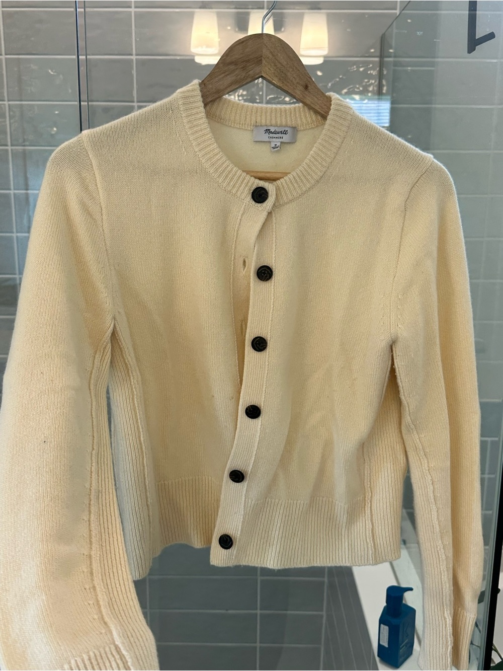 Madewell Cream Round-Neck Button Cardigan